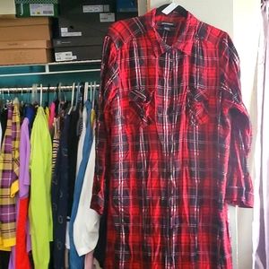 Red plaid duster